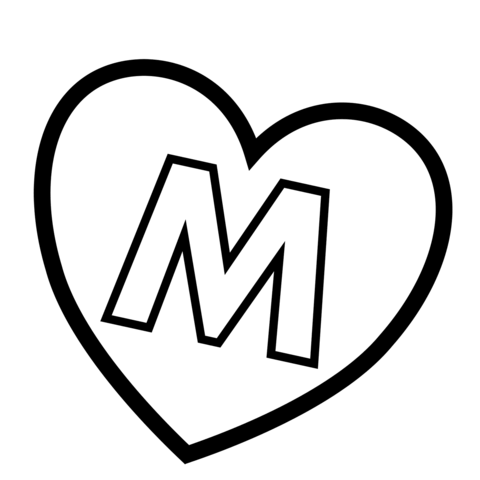 Letter M In Heart Coloring Page